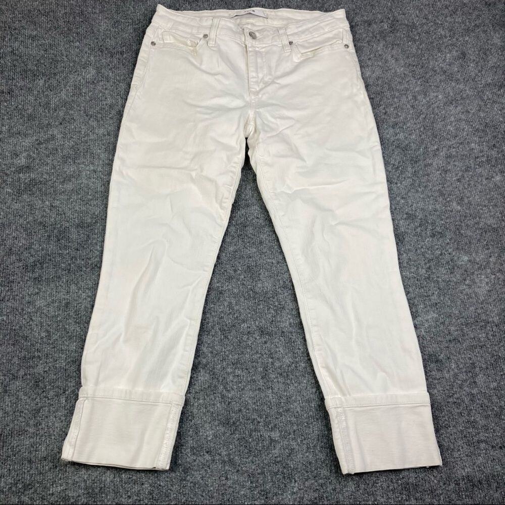 Joe's Jeans Pants Womens Size 28 White Cropped Cuffed Hem Slim Fit Stretch Denim